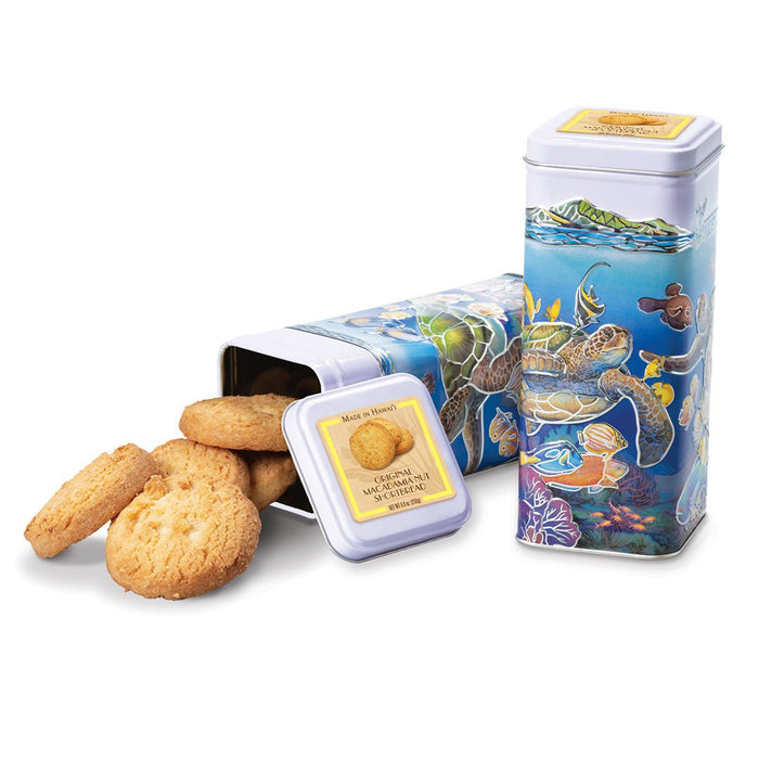 Tall Cookie Tin, Original Macadamia Nut Shortbread - cookies - Leilanis Attic