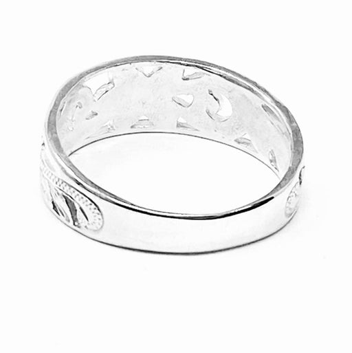 Tapered Dainty Sterling Silver Plumeria Scroll Ring - Ring