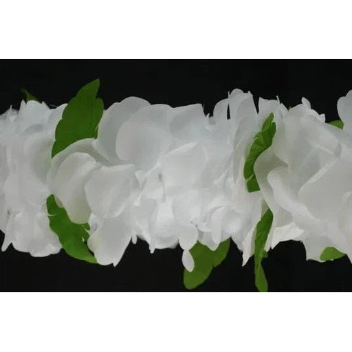 White Flower Silk Lei with Leaves - Lei - Silk - Leilanis Attic