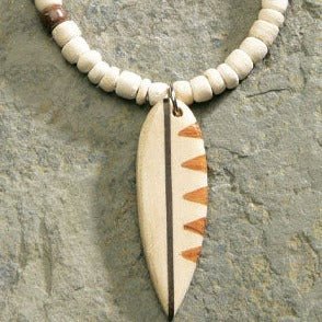 White Surfboard Wood Beaded Cord Necklace - Jewelry - Leilanis Attic