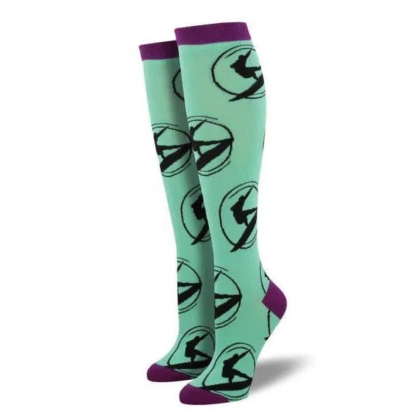 Women's "Santa Cruz Waves" Size 9 - 11 Knee - High Socks, Mint Black - Socks - Leilanis Attic