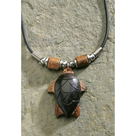 Wood Honu Rubber Cord Necklace - Jewelry - Leilanis Attic