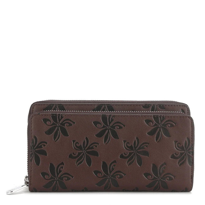 Wristlet Allison Tiare Embossed Brown - Black - Wallet - Leilanis Attic