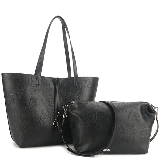 Happy Wahine Reversible Large Nancy Tote, Embossed Black Ginger - Purse - Leilanis Attic